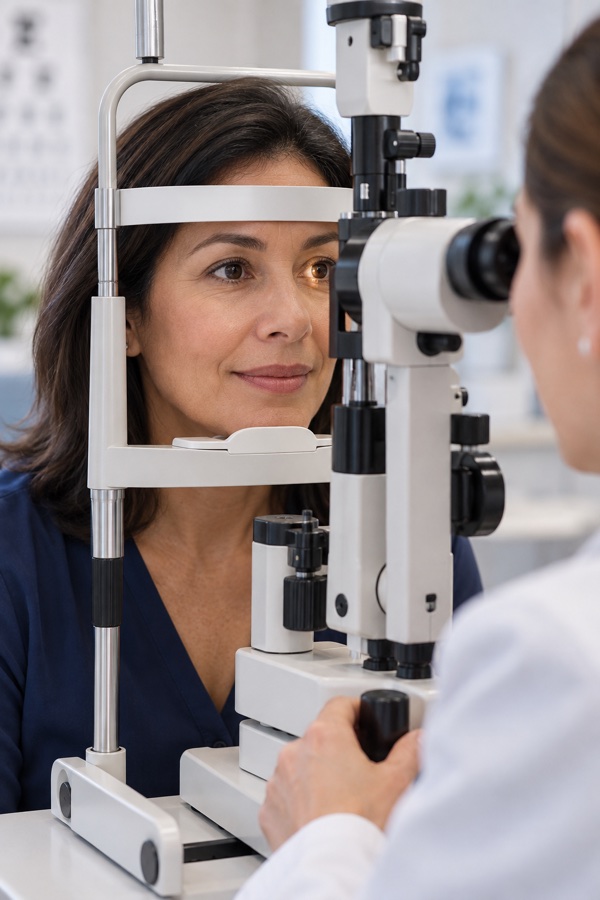 Patient having an eye examination